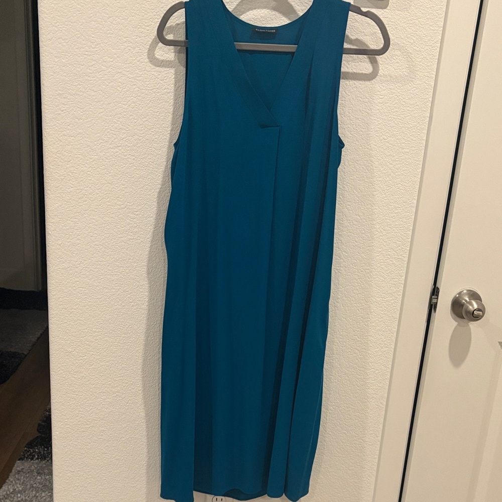 Eileen Fisher Teal Sleeveless Midi Dress
